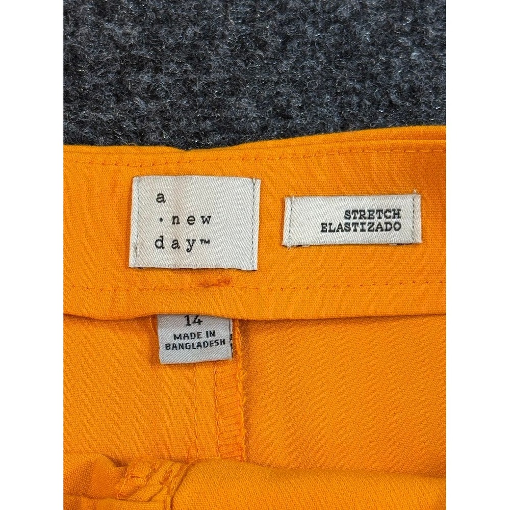 Bright Orange High Waisted Tailored Shorts with Pockets Women Size 14 - Picture 2 of 9